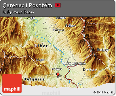 Physical 3D Map of Çerenec I Poshtëm