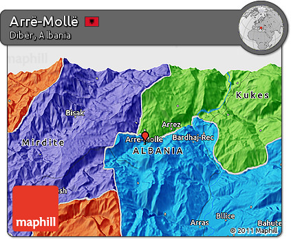 Political 3D Map of Arrë-Mollë