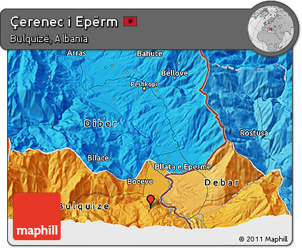 Political 3D Map of Çerenec I Epërm