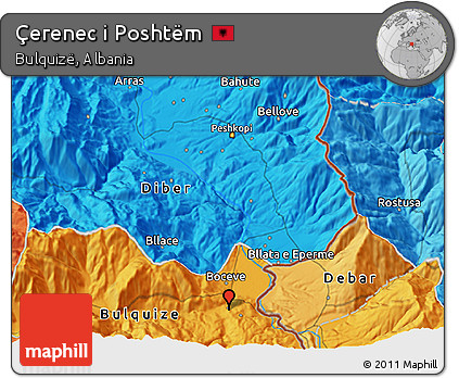 Political 3D Map of Çerenec I Poshtëm