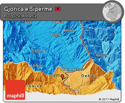 Political 3D Map of Gjorica E Sipërme