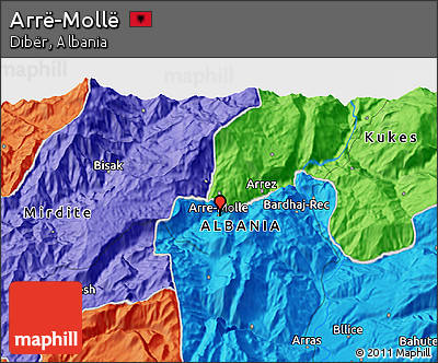 Political 3D Map of Arrë-Mollë