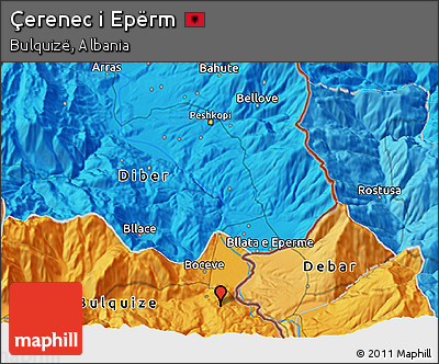 Political 3D Map of Çerenec I Epërm