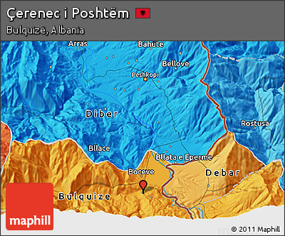 Political 3D Map of Çerenec I Poshtëm