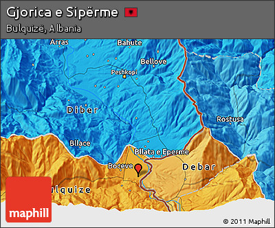 Political 3D Map of Gjorica E Sipërme