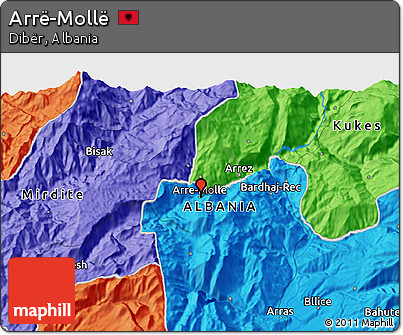 Political 3D Map of Arrë-Mollë