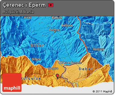 Political 3D Map of Çerenec I Epërm
