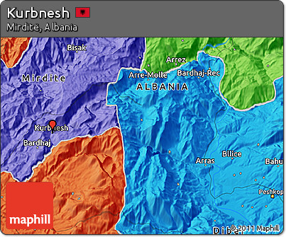 Political 3D Map of Kurbnesh