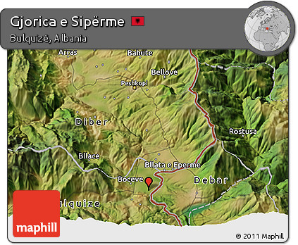 Satellite 3D Map of Gjorica E Sipërme