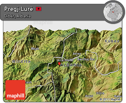 Satellite 3D Map of Pregj-Lurë