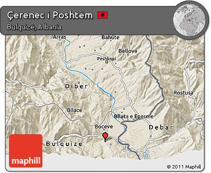 Shaded Relief 3D Map of Çerenec I Poshtëm