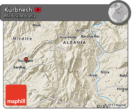 Shaded Relief 3D Map of Kurbnesh