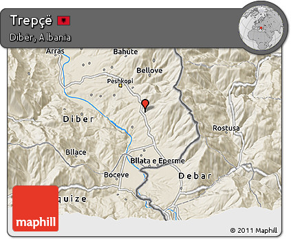 Shaded Relief 3D Map of Trepçë