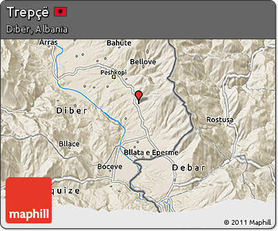 Shaded Relief 3D Map of Trepçë