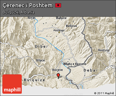 Shaded Relief 3D Map of Çerenec I Poshtëm