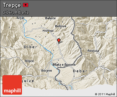Shaded Relief 3D Map of Trepçë