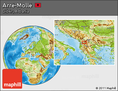 Physical Location Map of Arrë-Mollë