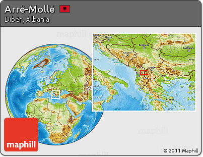 Physical Location Map of Arrë-Mollë