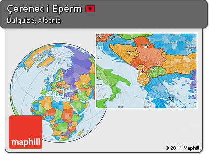 Political Location Map of Çerenec I Epërm