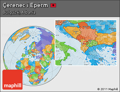 Political Location Map of Çerenec I Epërm