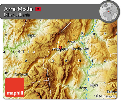 Physical Map of Arrë-Mollë