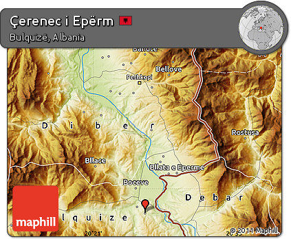 Physical Map of Çerenec I Epërm