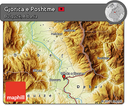 Physical Map of Gjorica E Poshtme