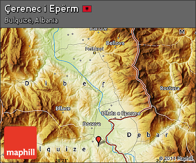 Physical Map of Çerenec I Epërm