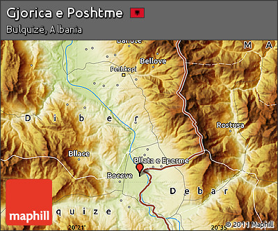Physical Map of Gjorica E Poshtme