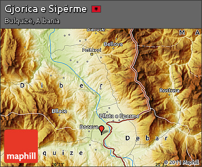 Physical Map of Gjorica E Sipërme