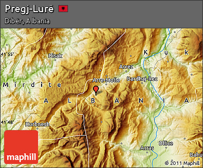 Physical Map of Pregj-Lurë