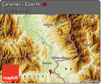 Physical Map of Çerenec I Epërm