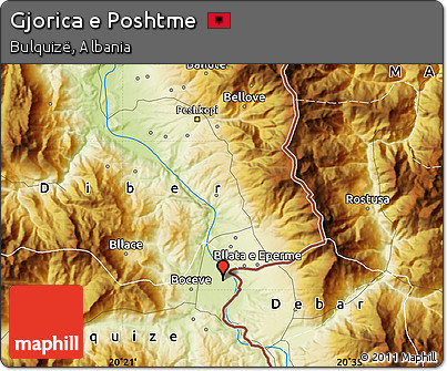 Physical Map of Gjorica E Poshtme