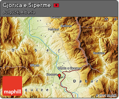 Physical Map of Gjorica E Sipërme