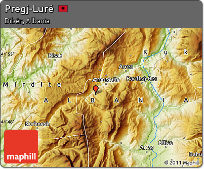 Physical Map of Pregj-Lurë