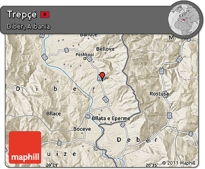 Shaded Relief Map of Trepçë