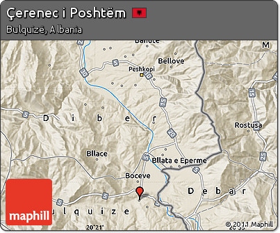 Shaded Relief Map of Çerenec I Poshtëm