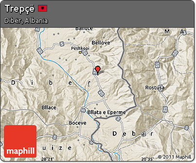 Shaded Relief Map of Trepçë
