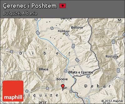 Shaded Relief Map of Çerenec I Poshtëm