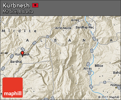 Shaded Relief Map of Kurbnesh