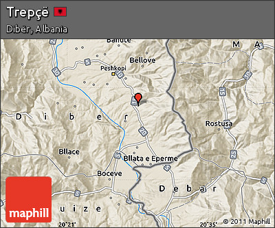 Shaded Relief Map of Trepçë