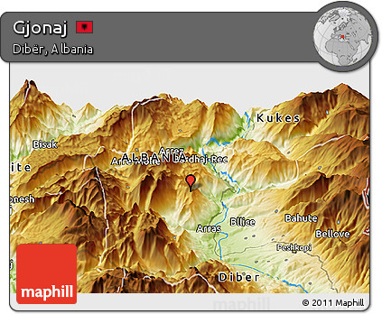 Physical Panoramic Map of Gjonaj