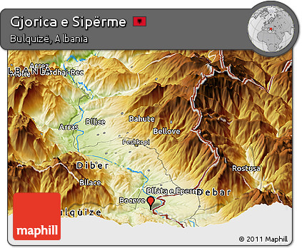 Physical Panoramic Map of Gjorica E Sipërme