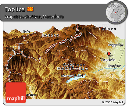 Physical Panoramic Map of Toplica