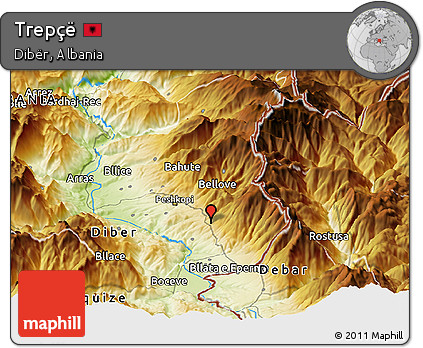 Physical Panoramic Map of Trepçë