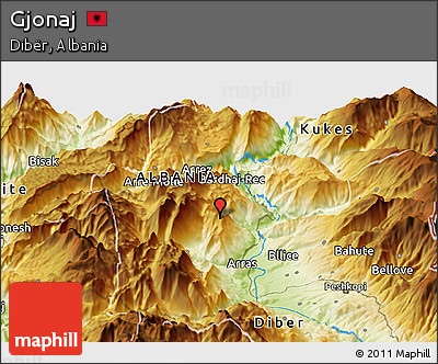 Physical Panoramic Map of Gjonaj