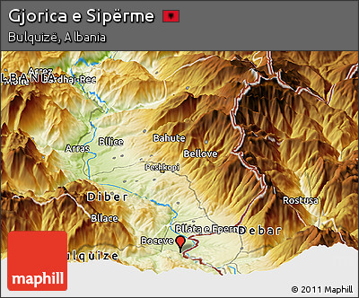 Physical Panoramic Map of Gjorica E Sipërme