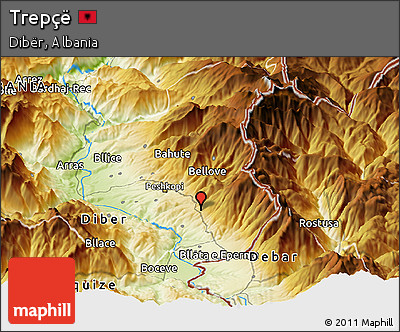 Physical Panoramic Map of Trepçë