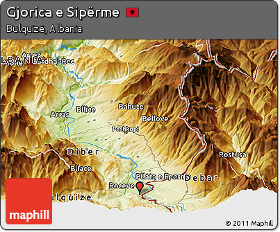 Physical Panoramic Map of Gjorica E Sipërme