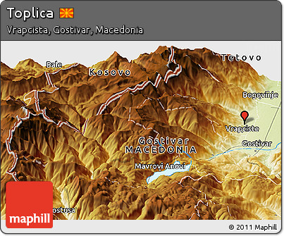 Physical Panoramic Map of Toplica